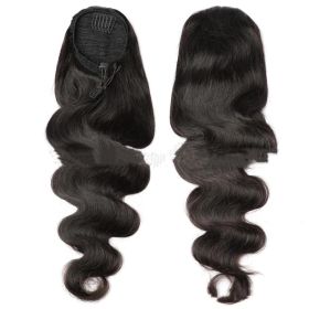 Natural Black Drawstring Ponytail Human Wigs (Option: Black-8inch)