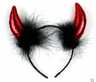 Performance Cartoon Animal Headband Plush Headdress (Option: Bright cloth red horns)