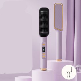 Multifunctional Anti-scald Negative Ion Straight Curling Comb (Option: Purple-AU-LCD model)